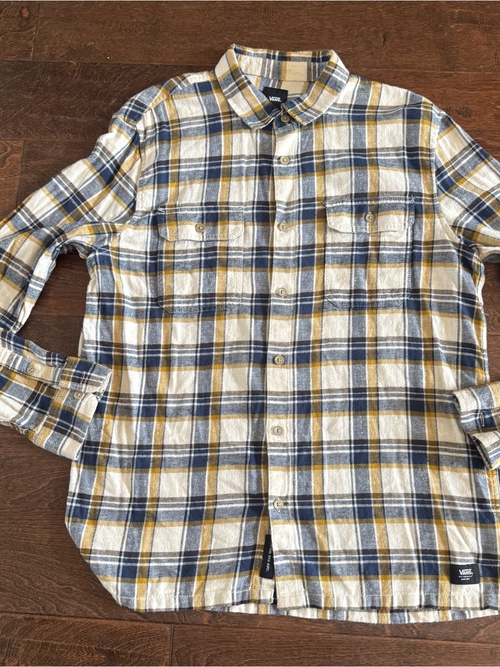 Vans Men's Blue, Yellow & White Plaid Button-Down Shirt